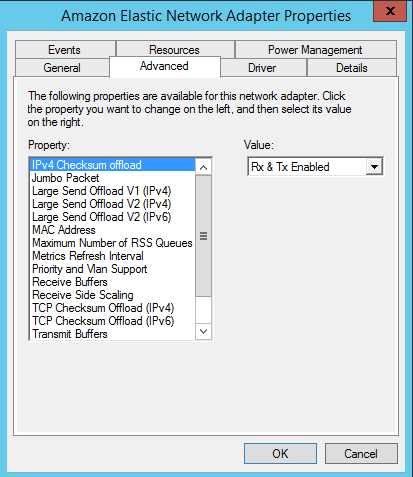 Contoh: Properti adaptor ENA ditampilkan di Windows Device Manager.
